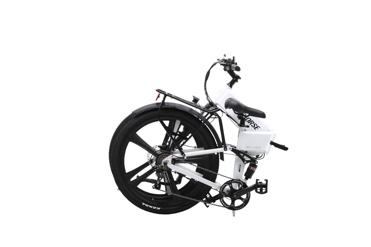 【SWIFT HORSE 2 ver.2】折畳み電動アシスト自転車-パールホワイト 型式認定車 最大100km走行可能