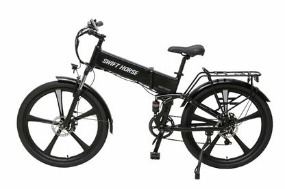 【SWIFT HORSE 2 ver.2】折畳み電動アシスト自転車-マットブラック 型式認定車 最大100km走行可能