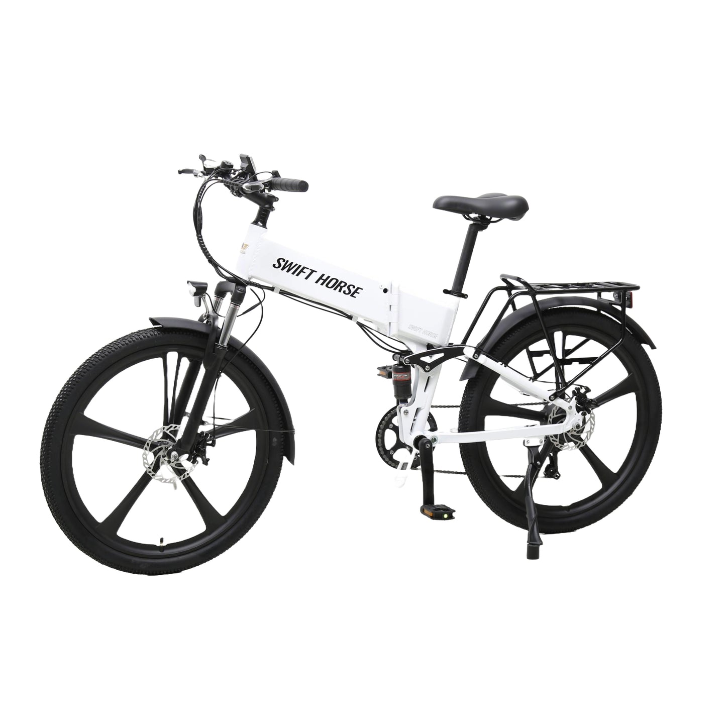 【SWIFT HORSE 2 ver.2】折畳み電動アシスト自転車-パールホワイト 型式認定車 最大100km走行可能