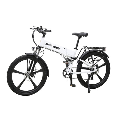 【SWIFT HORSE 2 ver.2】折畳み電動アシスト自転車-パールホワイト 型式認定車 最大100km走行可能