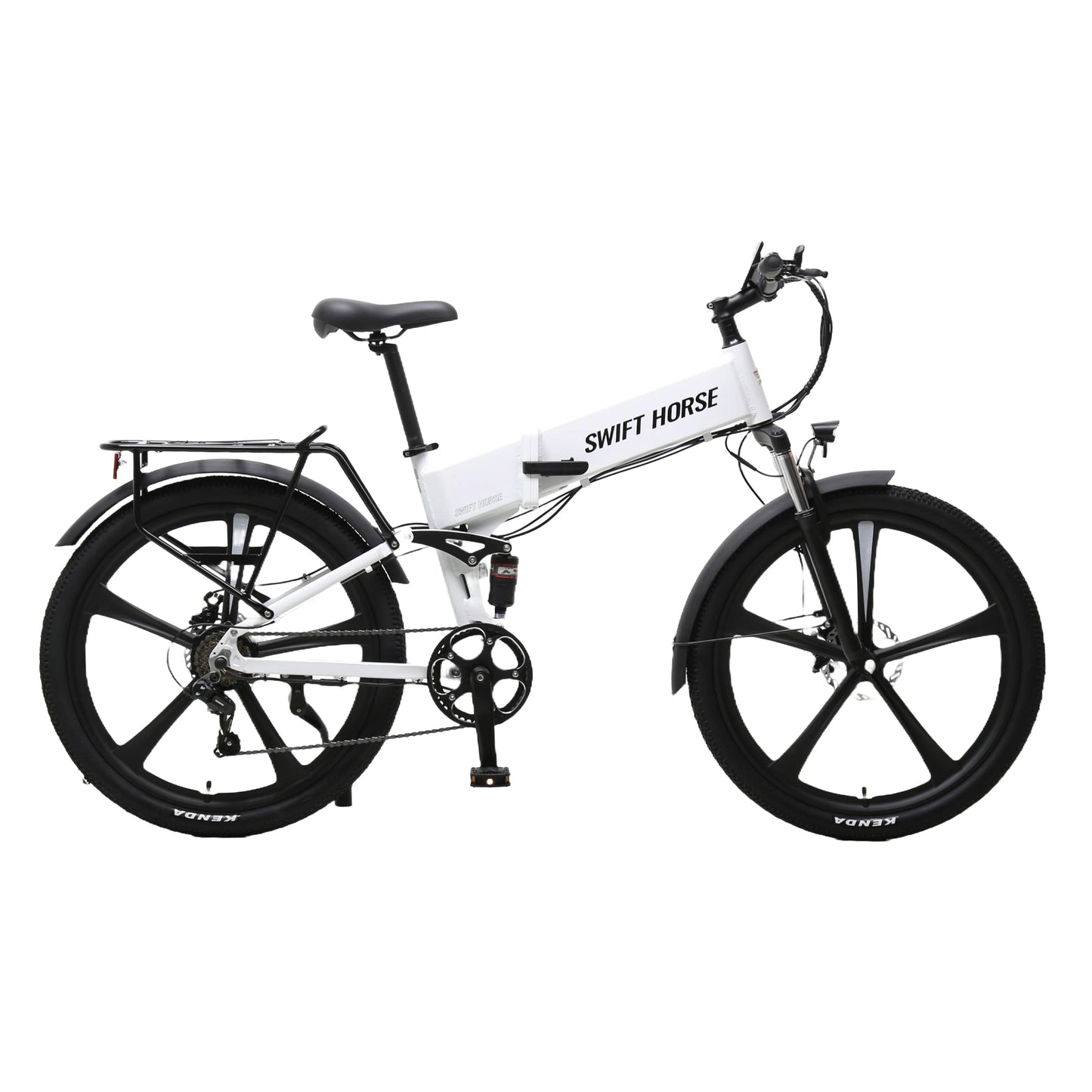 【SWIFT HORSE 2 ver.2】折畳み電動アシスト自転車-パールホワイト 型式認定車 最大100km走行可能